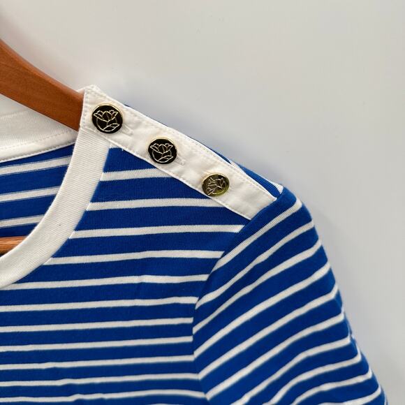DRAPER JAMES Tie Waist T-Shirt Dress in Blue Nautical Stripe // XS - Picture 8 of 15